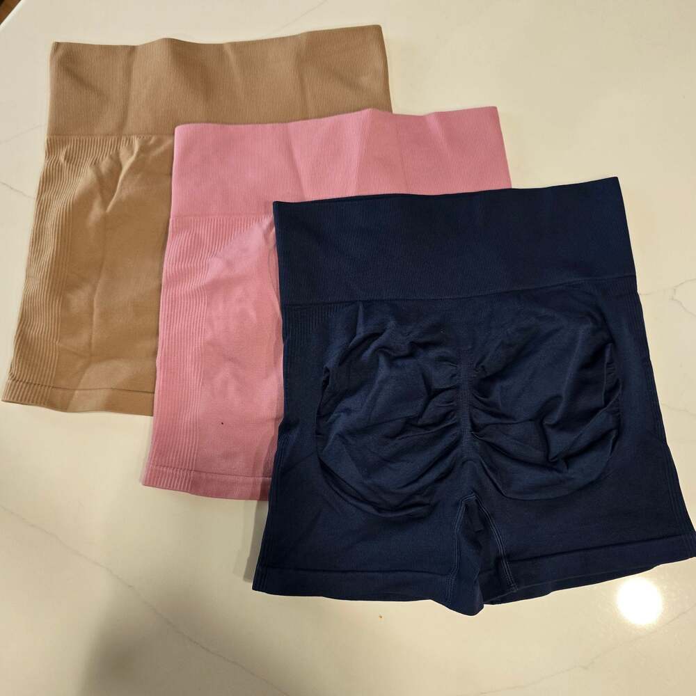 Set of 3 Women's Seamless High-Waisted Scrunch Butt Yoga Workout Shorts